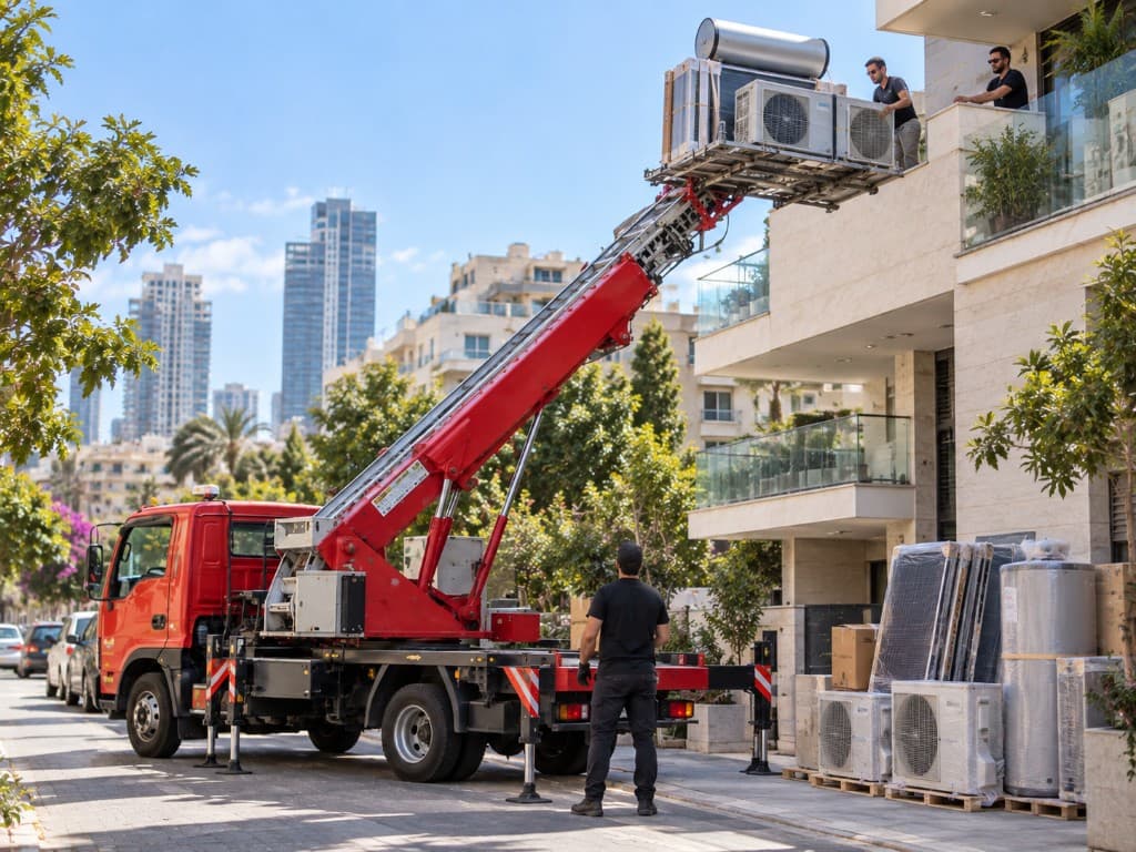 הרמת מזגנים ודודי שמש – מנופי רמת גן